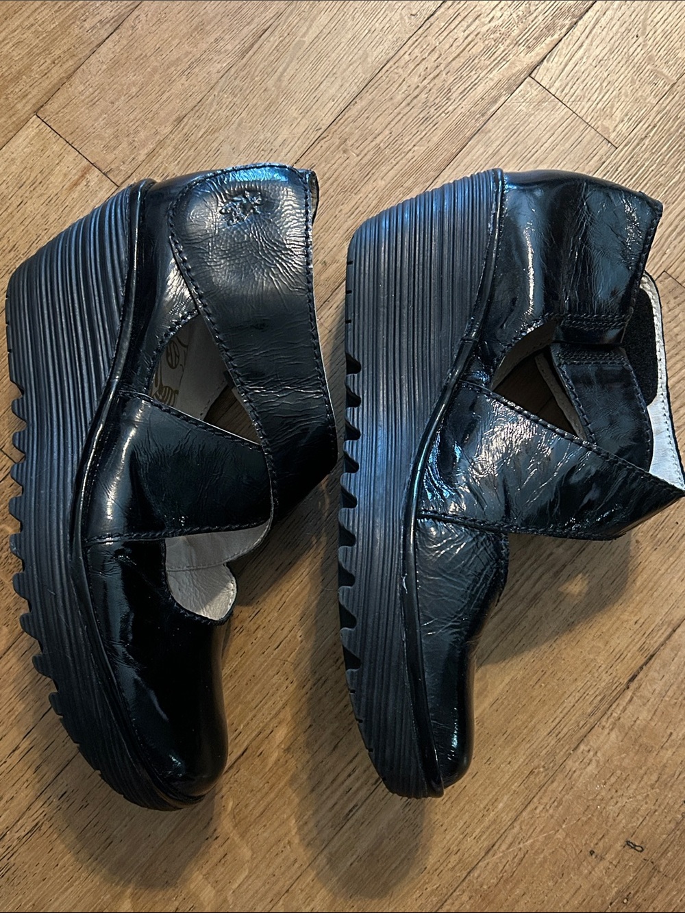 Fly London Black Patent Platform Mary Jane Wedges size 41 - Picture 2 of 10